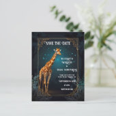 Elegante Roze Giraffe bruiloft uitnodiging foto (Staand voorkant)