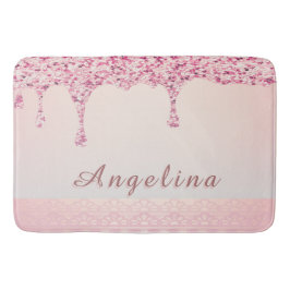 Elegante Roze Glam Glitter Drip Bad Badmat