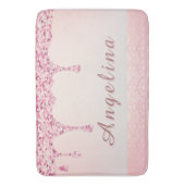 Elegante Roze Glam Glitter Drip Badmat (Voorkant Verticaal)