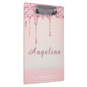 Elegante Roze Glam Glitter Drip Klembord (Rechts)