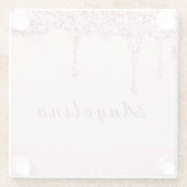 Elegante Roze Glam Glitter Drip Onderzetter (Achterkant)