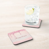 Elegante Roze Glam Glitter Drip Onderzetter (Rechterzijde)