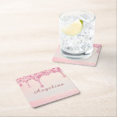 Elegante Roze Glam Glitterslijm Druppel Kartonnen Onderzetters (Insitu)