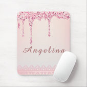 Elegante Roze Glam Glittersuiker Drip Muismat (Met muis)