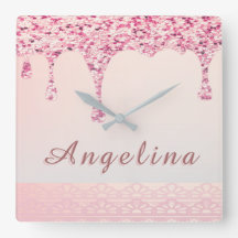 Elegante Roze Glam Glittersuiker Lace Bruidsdouche