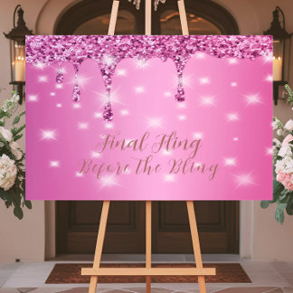 Elegante roze glinster druppel vrijgezellenfeest acryl bord