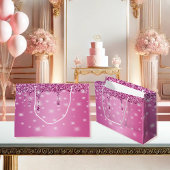 Elegante roze glinsterende druppel groot cadeauzakje