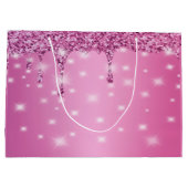 Elegante roze glinsterende druppel groot cadeauzakje (Achterkant)