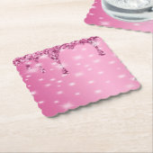 Elegante roze glinsterende druppel kartonnen onderzetters (Gebogen)
