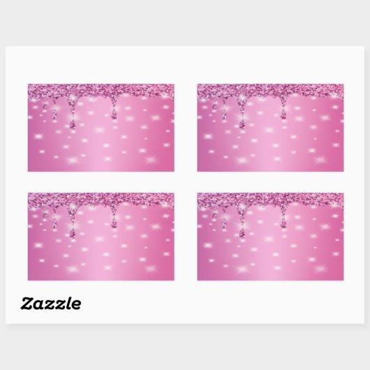 Elegante roze glinsterende druppel rechthoekige sticker (Vel)