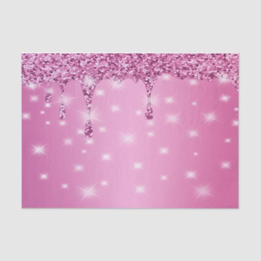 Elegante roze glinsterende druppel tissuepapier (Voorkant)