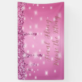 Elegante roze glinsterende druppel vrijgezellenfee spandoek (Verticaal)