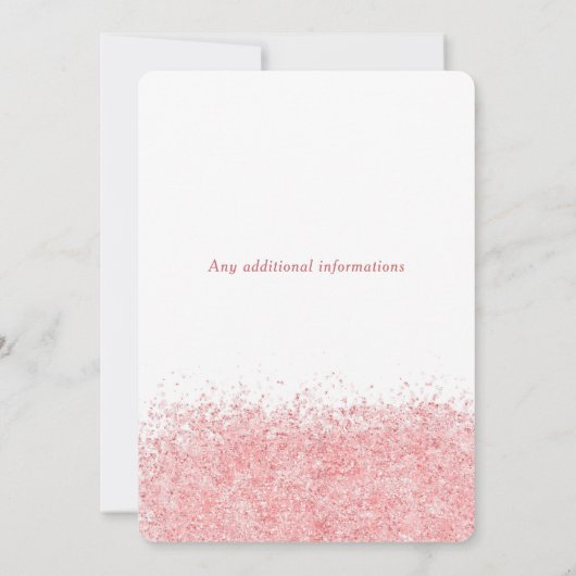 Elegante Roze Glitter 30e verjaardag Uitnodiging (Achterkant)