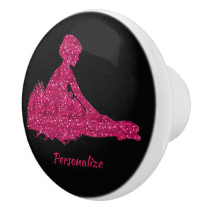 Elegante roze glitter ballerina danser gepersonali keramische knop