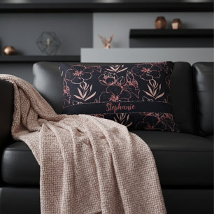 Elegante roze glitter bloemen en bladeren monogram accent kussen