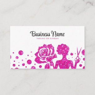 Elegante roze glitter bloemenkapper afsprakenkaartje