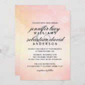 Elegante roze glitter bokeh licht chique bruiloft kaart (Voorkant / Achterkant)