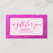 Elegante Roze Glitter Chic Kortingskaartje (Voorkant)