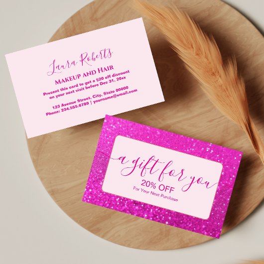 Elegante Roze Glitter Chic Kortingskaartje