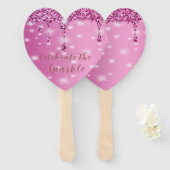 Elegante Roze Glitter Drip Bachelorette Handwaaier (Voorkant en achterkant)