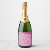 Elegante Roze Glitter Drip Bachelorette Sparkling Wijnetiket (Voorkant)
