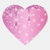 Elegante Roze Glitter Drip Hart Sticker (Voorkant)