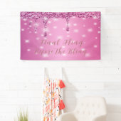 Elegante Roze Glitter Drip Hen Party Spandoek (Insitu)