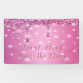 Elegante Roze Glitter Drip Hen Party Spandoek (Horizontaal)