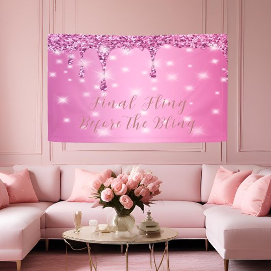 Elegante Roze Glitter Drip Hen Party Spandoek