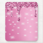 Elegante Roze Glitter Drip Muismat (Voorkant)