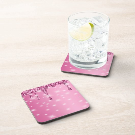 Elegante Roze Glitter Drip Onderzetter (Rechterzijde)