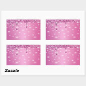 Elegante Roze Glitter Drip Rechthoekige Sticker (Vel)