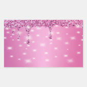 Elegante Roze Glitter Drip Rechthoekige Sticker (Voorkant)