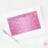 Elegante Roze Glitter Drip Rechthoekige Sticker (Envelop)