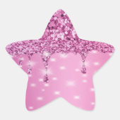 Elegante Roze Glitter Drip Ster Sticker (Voorkant)