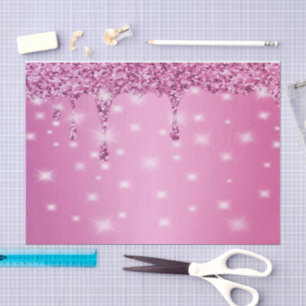 Elegante Roze Glitter Drip Tissuepapier