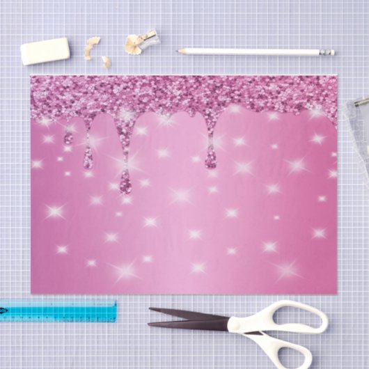 Elegante Roze Glitter Drip Tissuepapier (Craft)