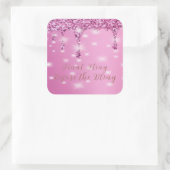 Elegante Roze Glitter Druip Bachelorette Vierkante Sticker (Tas)