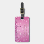 Elegante Roze Glitter Druppel Bachelorette Bagagelabel (Voorkant verticaal)