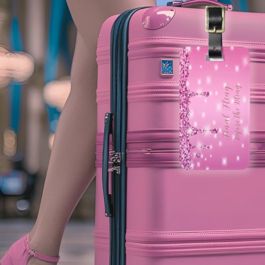 Elegante Roze Glitter Druppel Bachelorette Bagagelabel