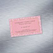 Elegante roze glitter en sparkles gouden accenten magnetisch visitekaartje (Voorbeeld)