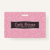 Elegante roze glitter en zwart zilveren accenten badge (Voorkant)