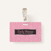 Elegante roze glitter en zwart zilveren accenten badge (Achterkant met clip)