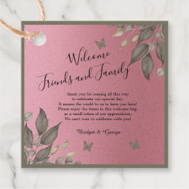 Elegante roze glitter eucalyptus bruiloft gunst la bedankjes labels