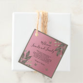 Elegante roze glitter eucalyptus bruiloft gunst la bedankjes labels (In situ)