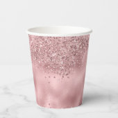 Elegante Roze Glitter & Folie Trouwpapier Cups Papieren Bekers (Achterkant)