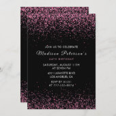 Elegante Roze Glitter Glam 34e verjaardag Kaart (Voorkant / Achterkant)