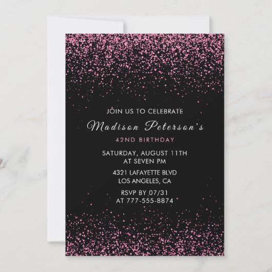 Elegante Roze Glitter Glam 42e verjaardag Kaart (Voorkant)