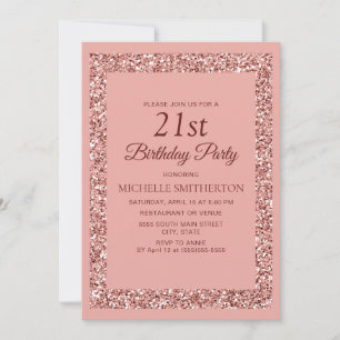 Elegante Roze Glitter Glans Vrouwen 21e Verjaardag Kaart