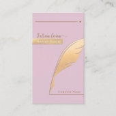 Elegante Roze Glitter Gold Quill Notaris Openbare  Visitekaartje (Voorkant)